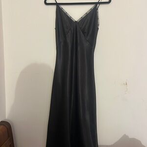 Jones New York Black Satin Lace-Trim Slip